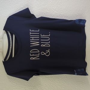 Rae Dunn | Women's oversized Large split side Navy Blue top